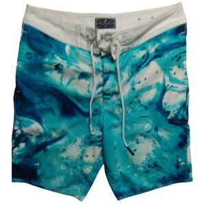 American Eagle Outfitters‎ Swim Trunks Board Shorts Blue White Marble M